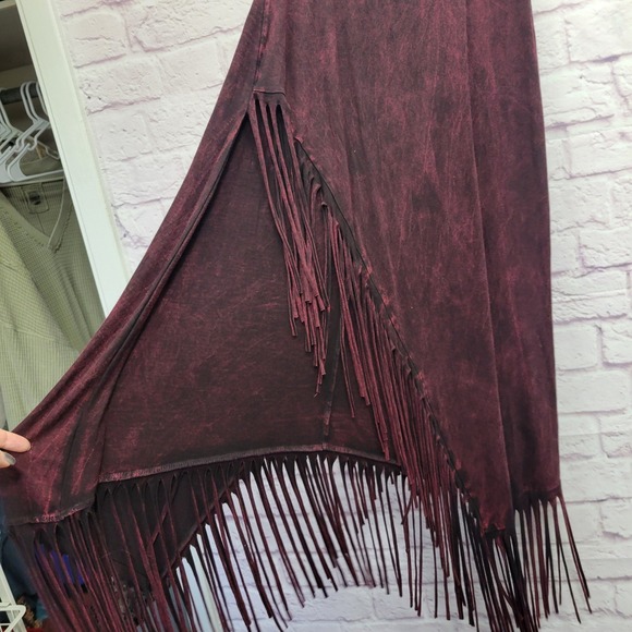 T Party Asymmetrical Maxi Fringe Skirt Sz M Boho Festival Western Gothic Hippie - Picture 6 of 10
